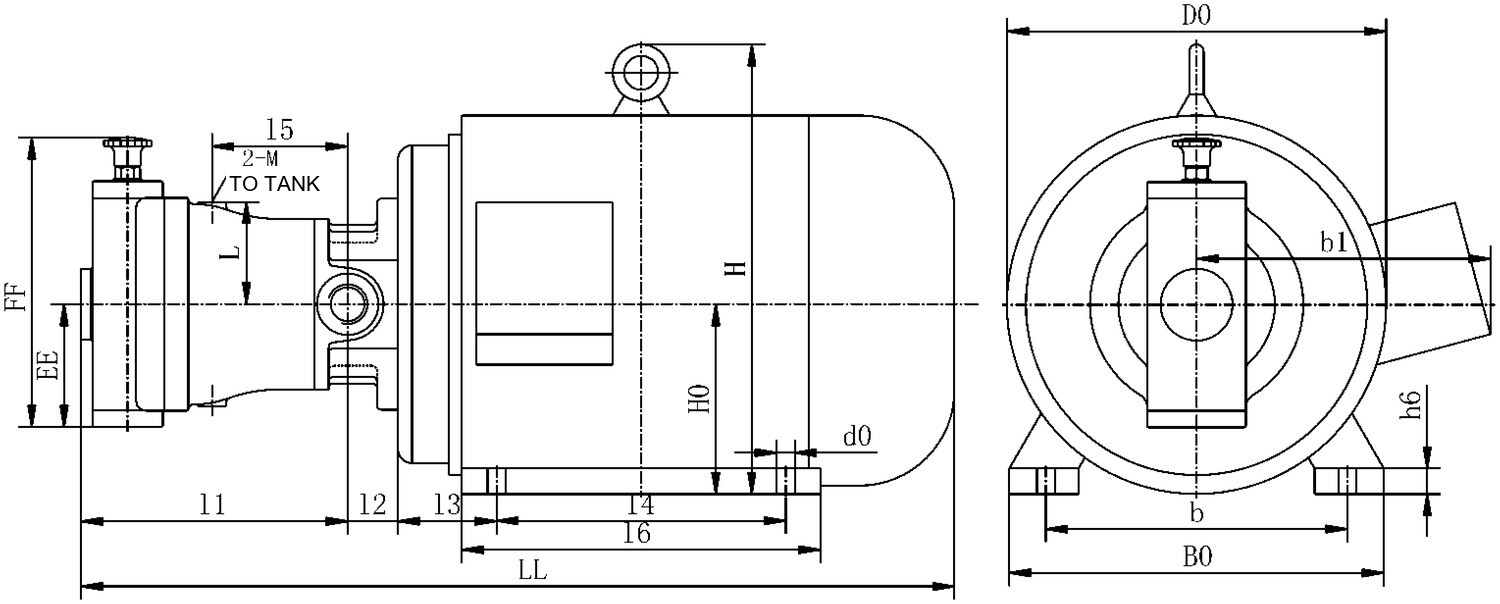 CY-Y series pump and motor group outline drawing